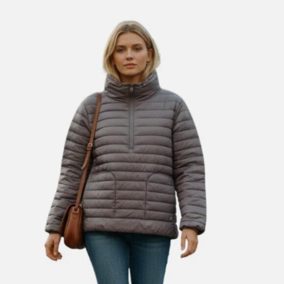 GAP Women’s Puffer Jacket XS Gray Quilted 1/2 Zip PrimaLoft Lightweight - Picture 5 of 11